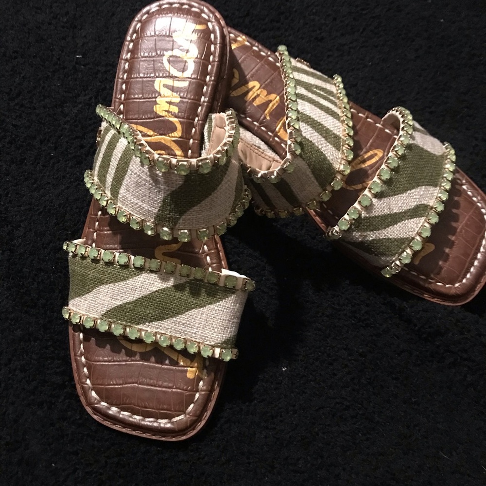 Hopies embellished square toe slide sandals